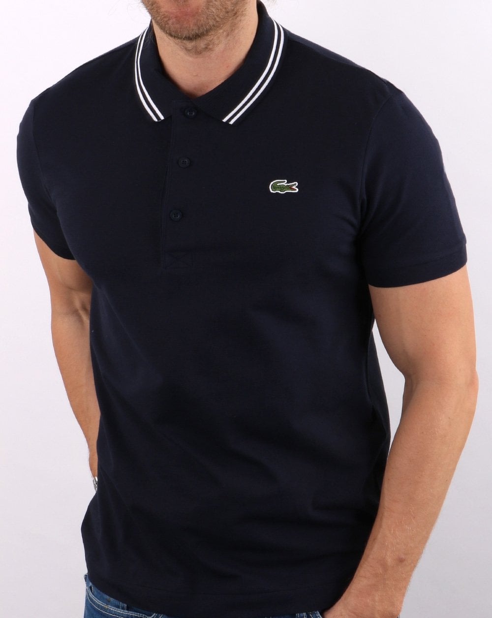 Lacoste Tipped Polo Shirt Navy/White