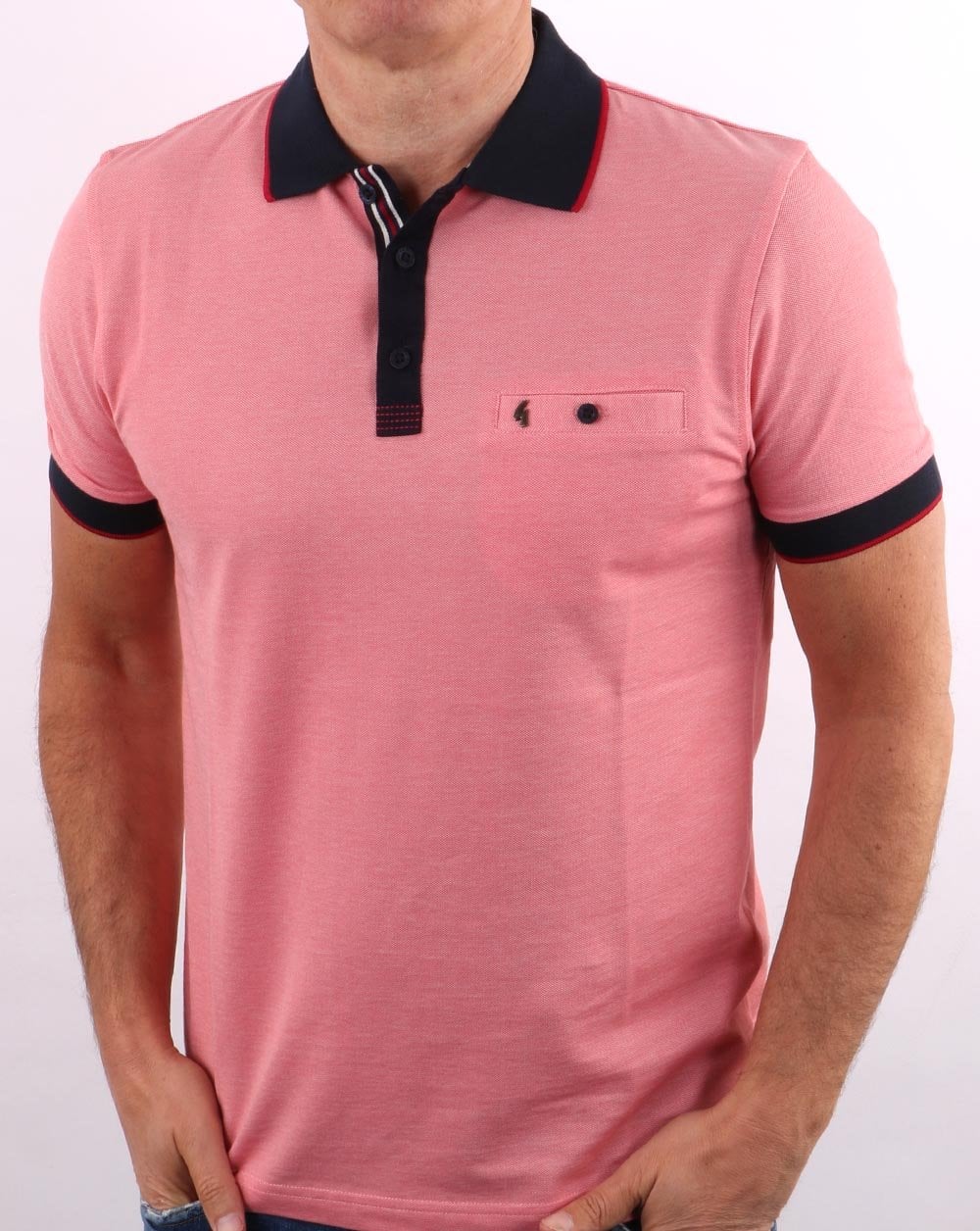 Gabicci Vintage Two Tone Polo Coral Pink