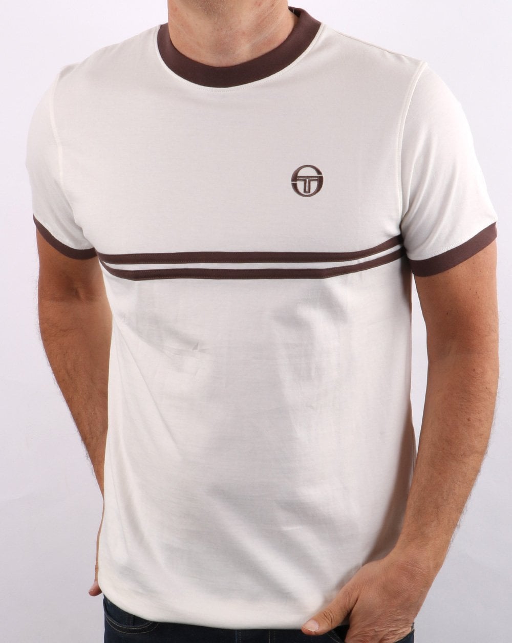 Sergio Tacchini Supermac T Shirt Cream/Brown