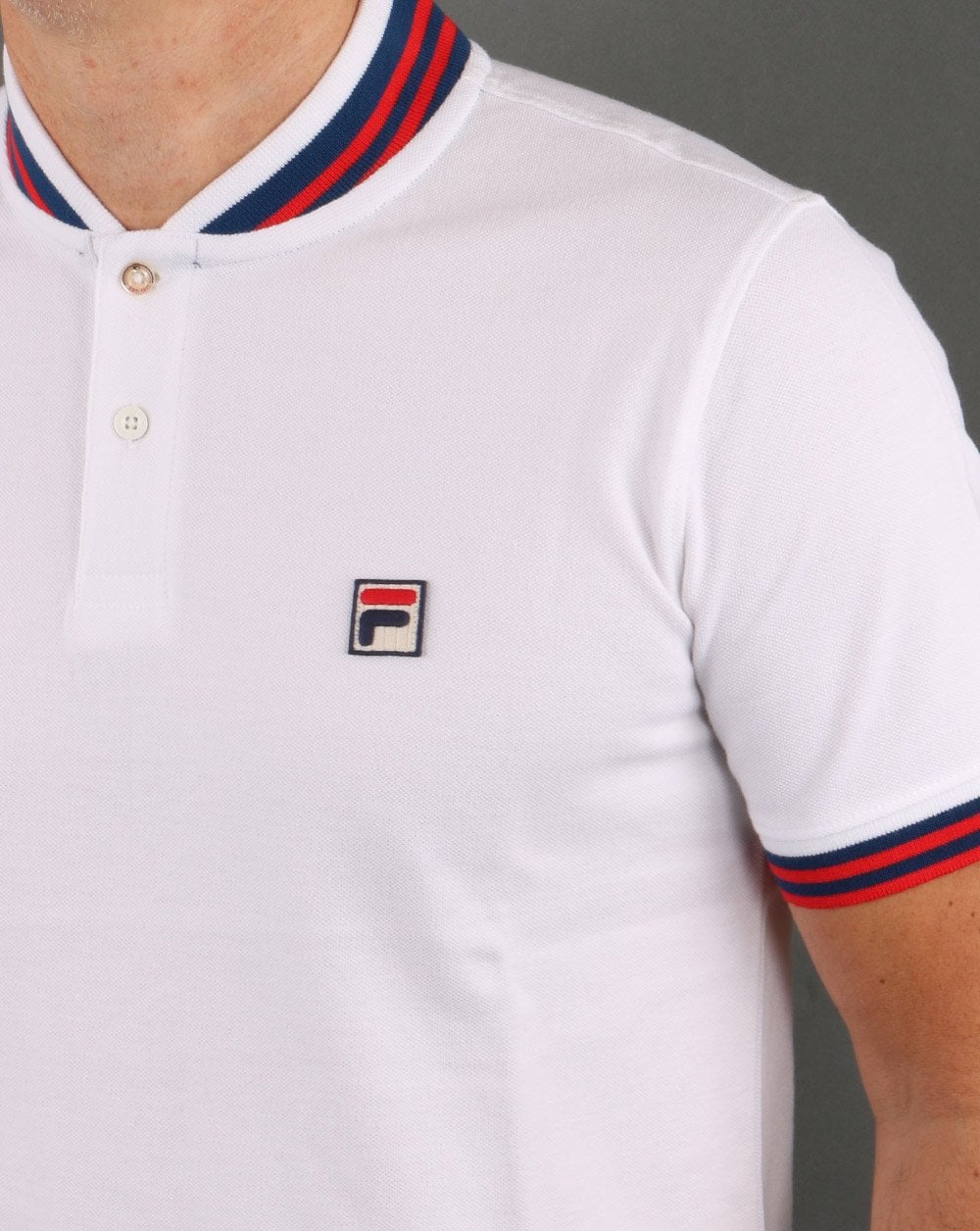 Fila Vintage Collar Polo Shirt White Navy Red