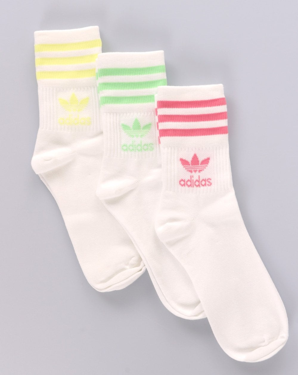 Adidas Originals Mid Cut Crew Socks 3 Pack White/Pastels