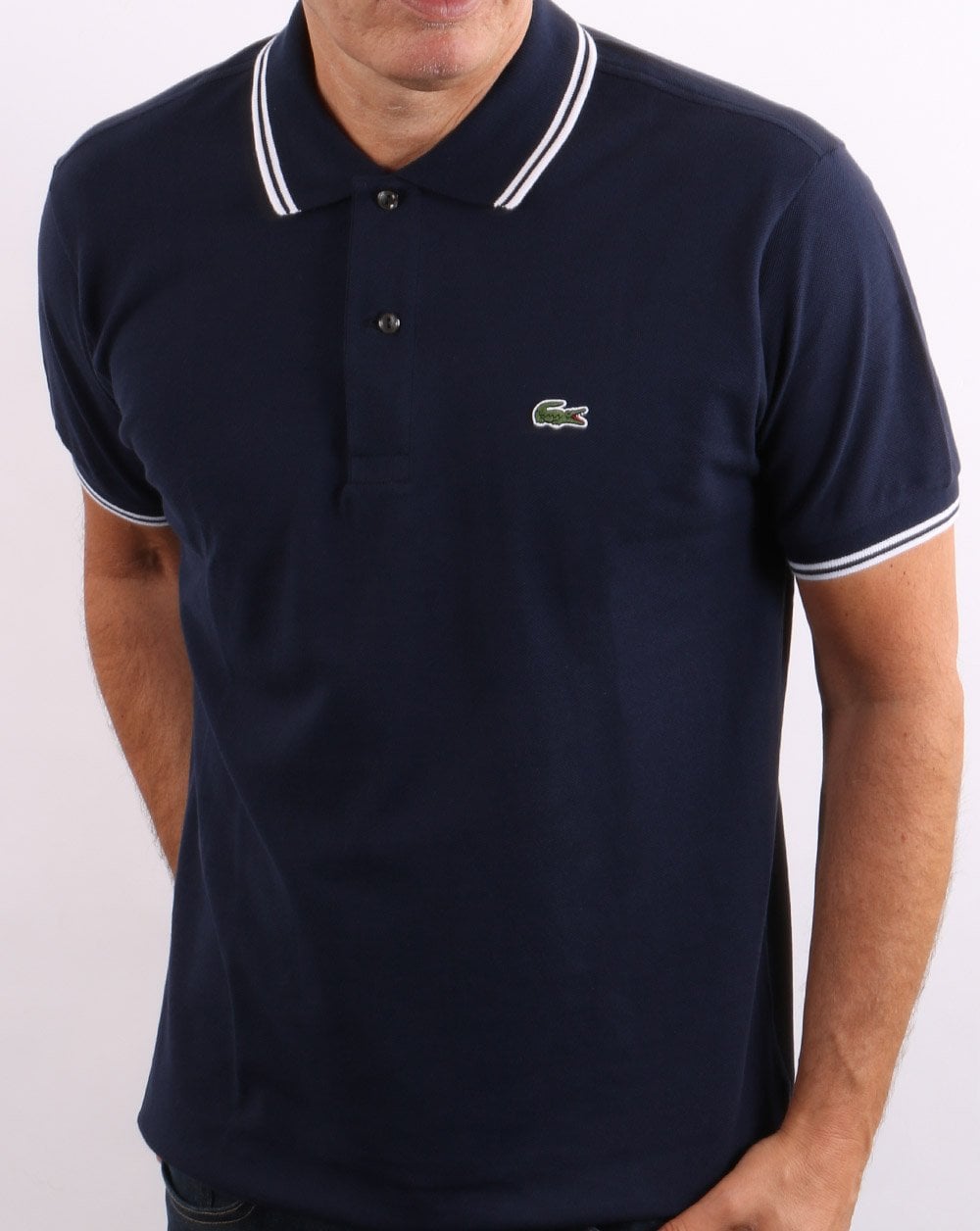 Lacoste Tipped Polo Shirt Navy/White