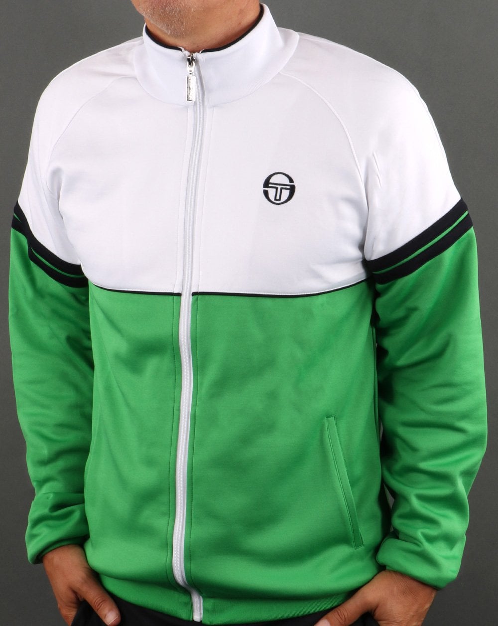 Sergio Tacchini Orion Track Top White- Fresh Green