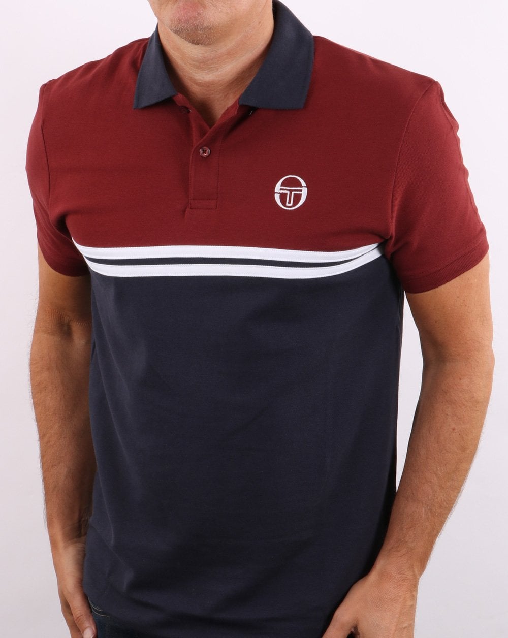Sergio Tacchini Split Polo Shirt Port/navy/white