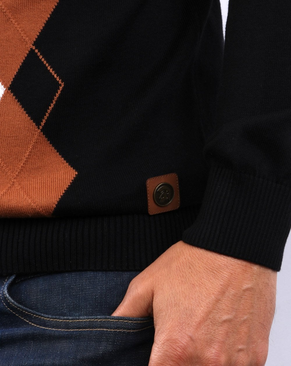Trojan Diamond Knit Roll Neck Black