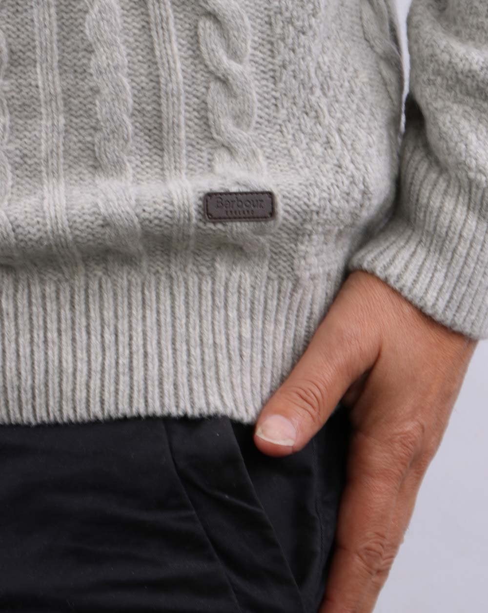 Barbour Cable Crew Neck Grey Marl