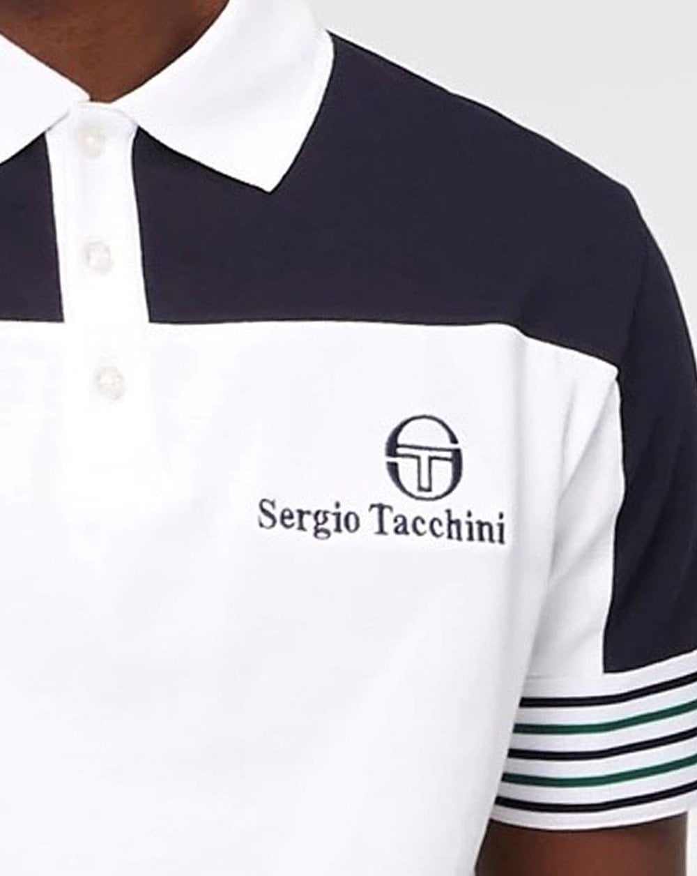 Sergio Tacchini Mats Polo Shirt White/Navy/Green