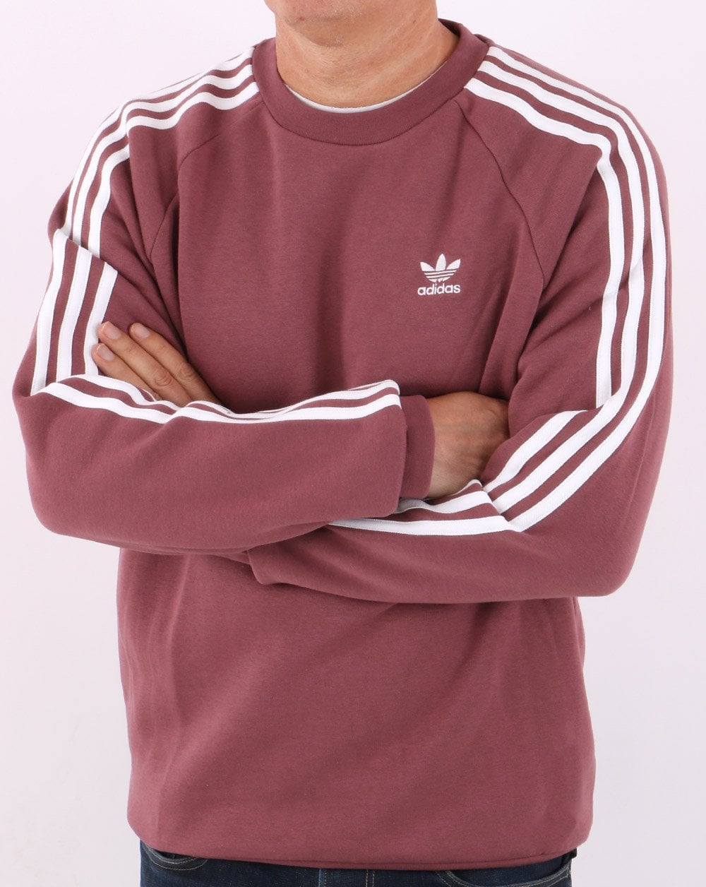 Adidas Originals 3 Stripes Crew Sweat Quiet Crimson