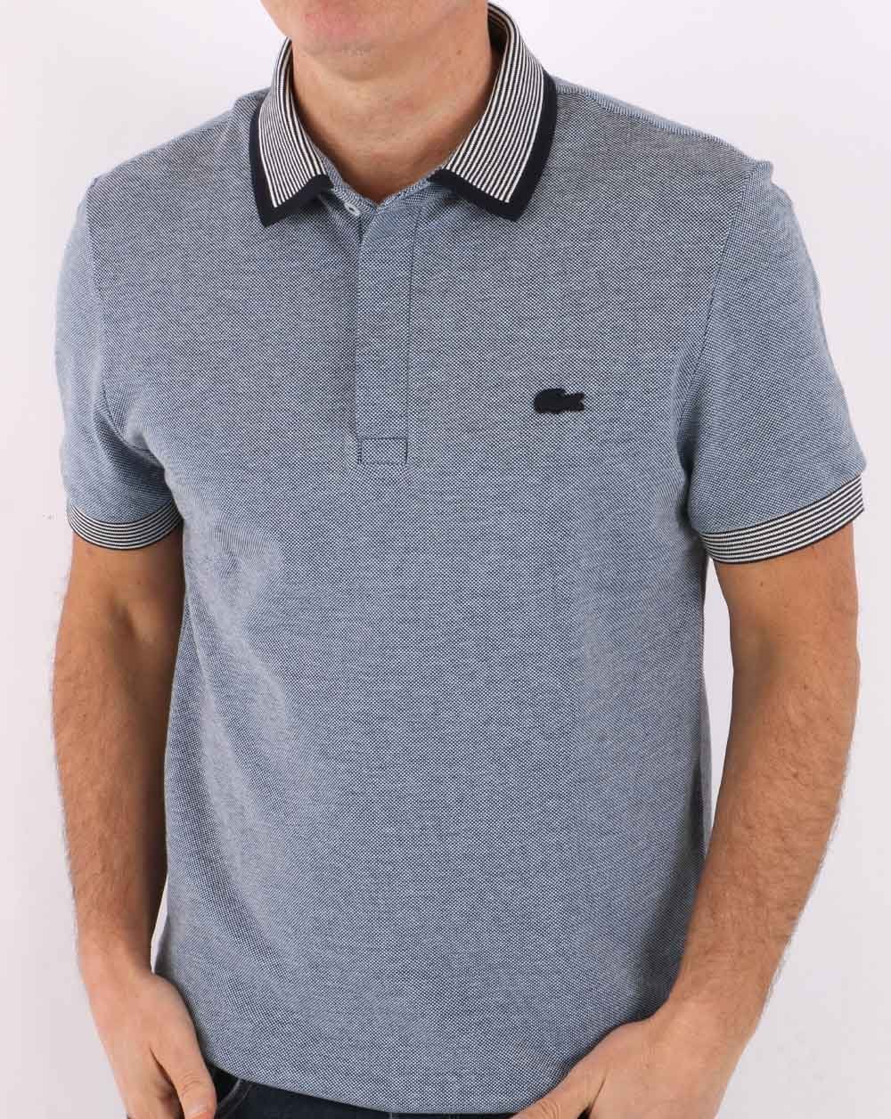Lacoste Patterned Polo Shirt Blue/White