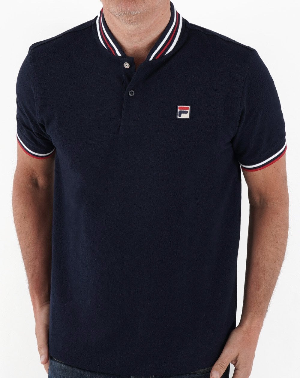 Fila Vintage Bomber Collar Polo Shirt Navy