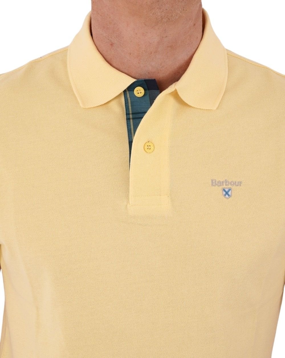 Barbour Tartan Pique Polo Shirt Yellow