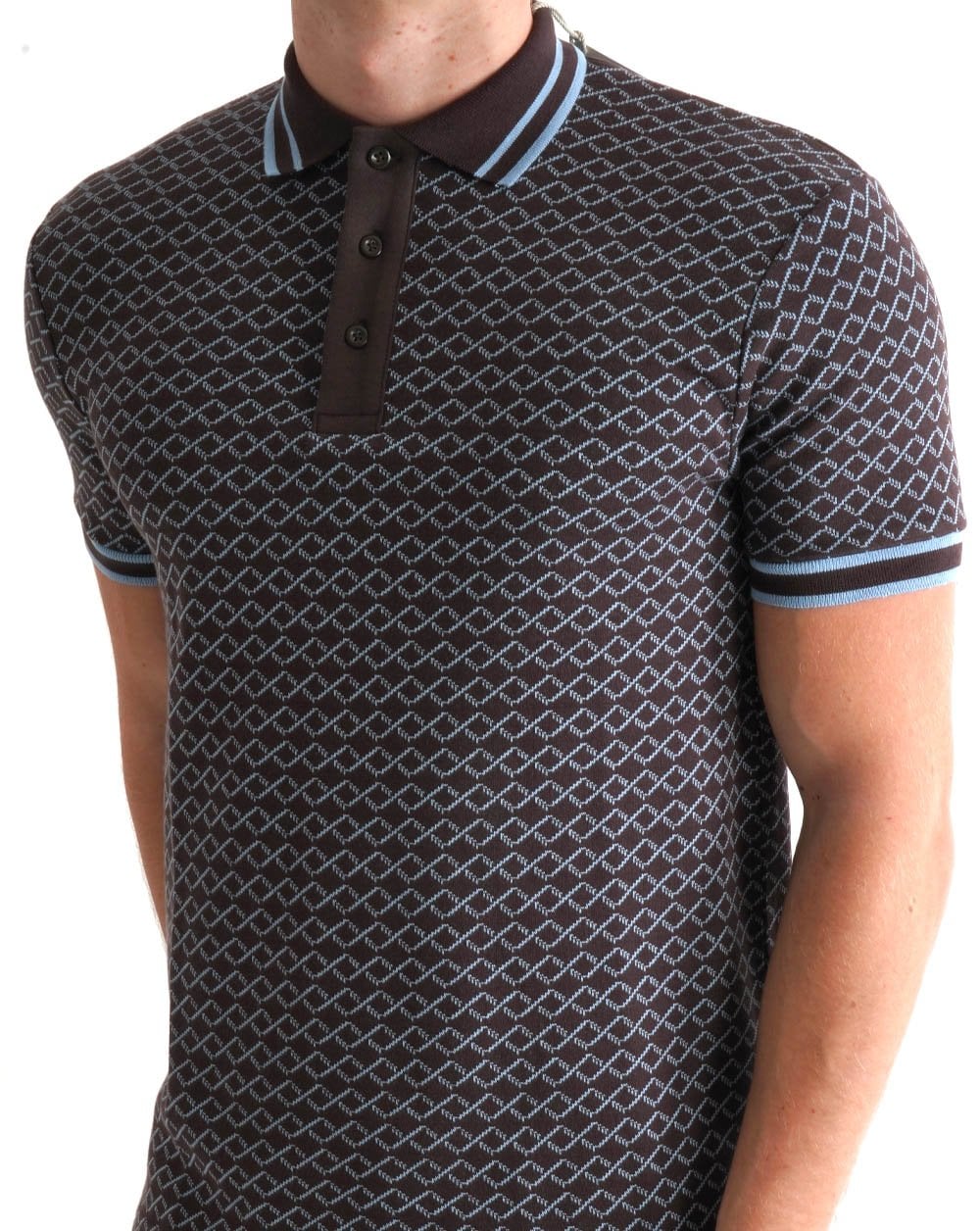 Ska & Soul Rope Stripe Jacquard Polo Chocolate