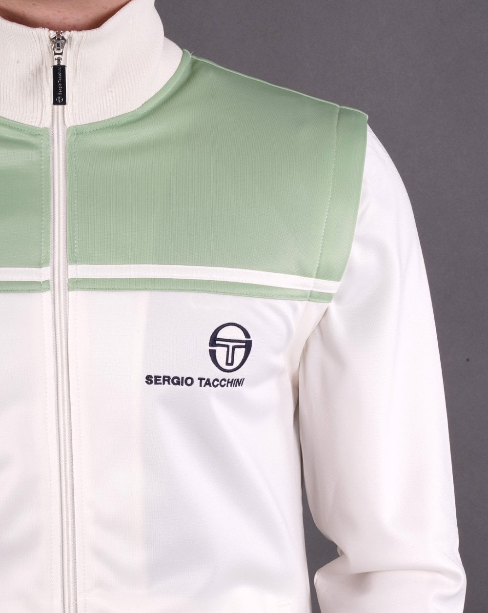 Sergio Tacchini Young Line Zip Off Track Top Gardenia Green