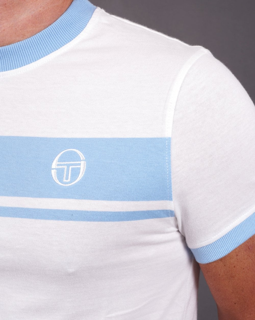 Sergio Tacchini Masters T Shirt White/Sky Blue