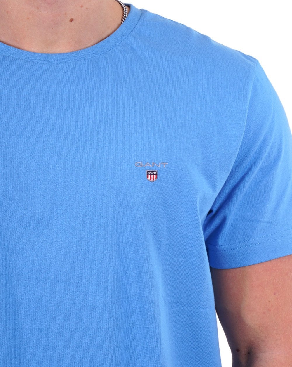 Gant Solid Crew Neck T Shirt Blue