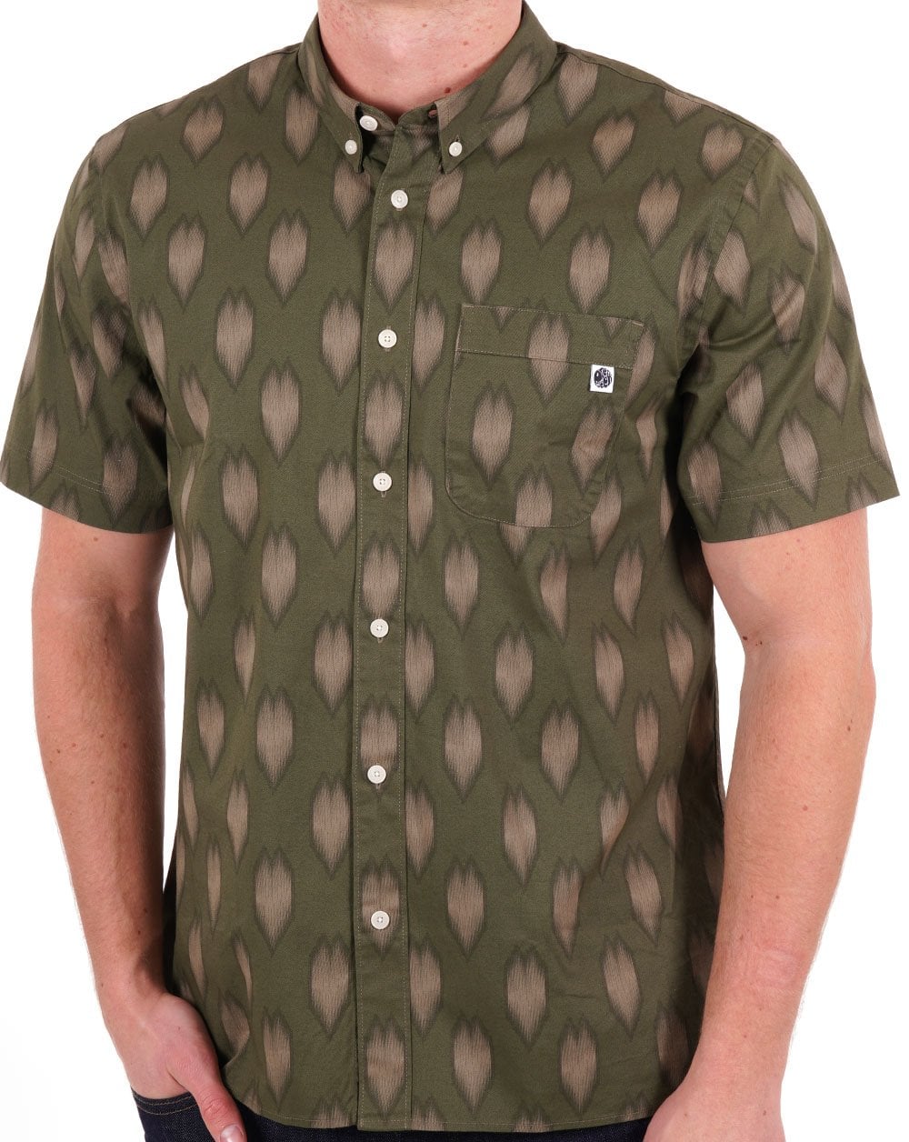 Pretty Green Vetiver Short Sleeve Shirt Khaki Green