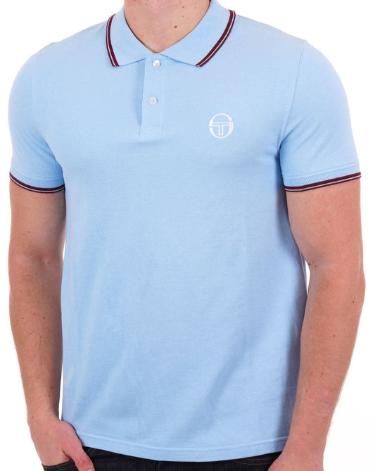 Sergio Tacchini Sergio Tacchini Poloshirt mit Streifen, Himmelblau/Weinrot