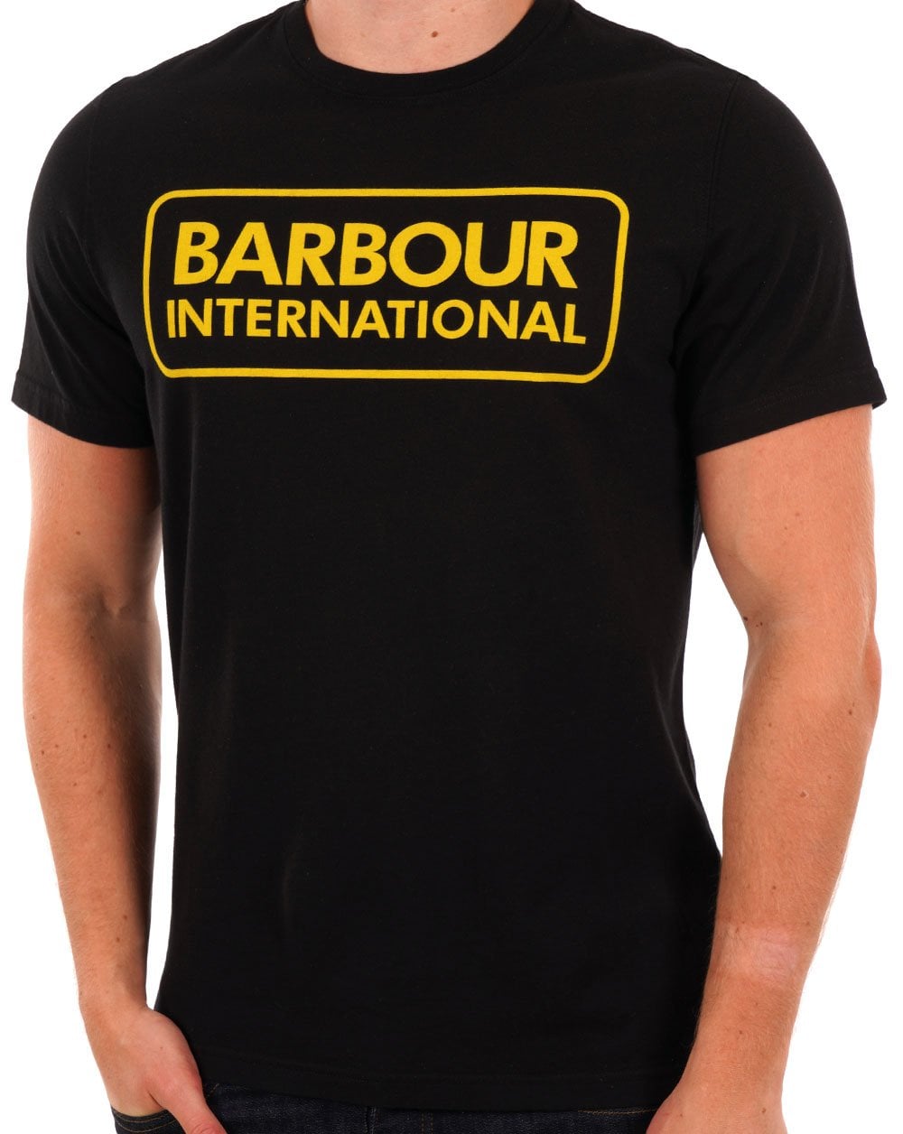 Barbour International Block Logo T-Shirt Schwarz – Gold