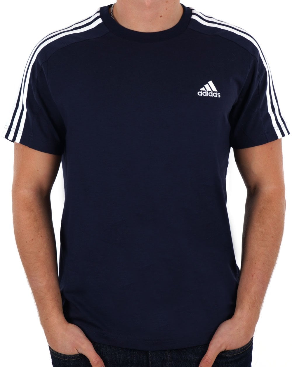 Adidas 3-Streifen Sport-T-Shirt Marineblau/Weiß