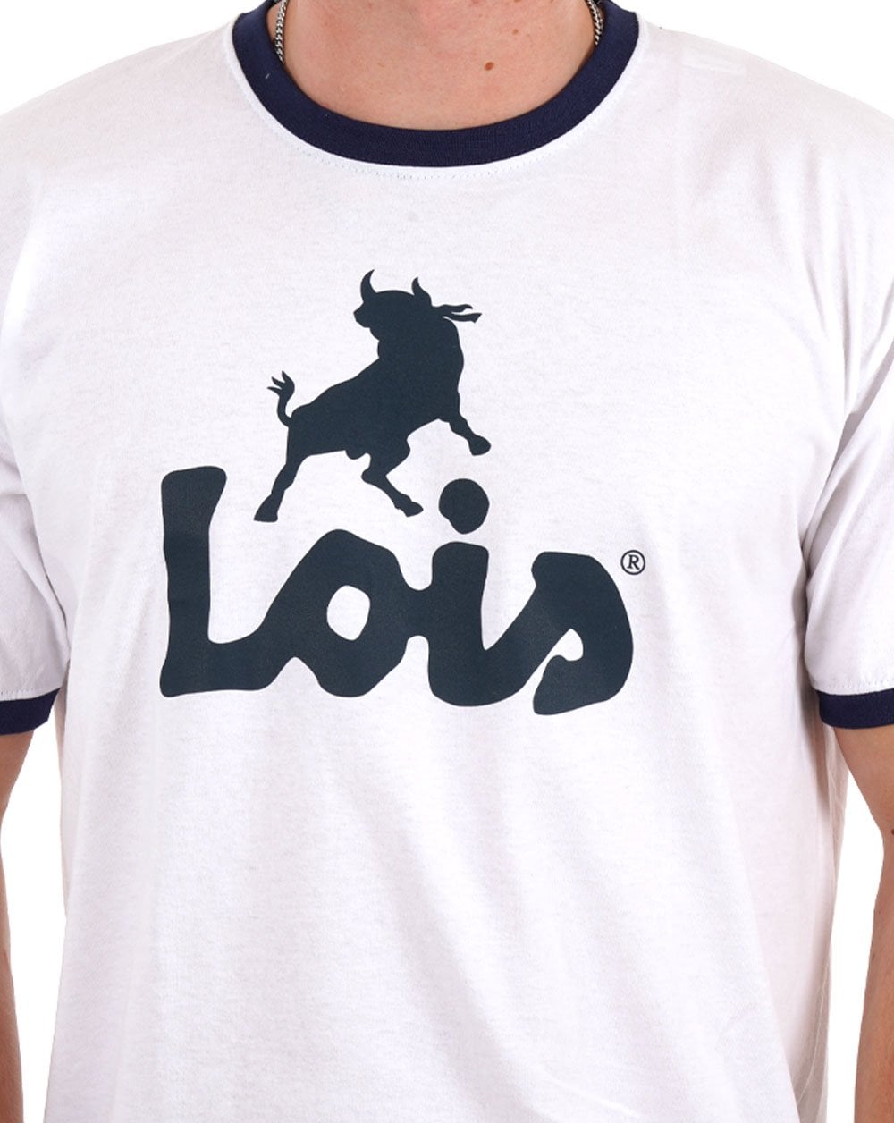 Lois Logo T Shirt White/Navy