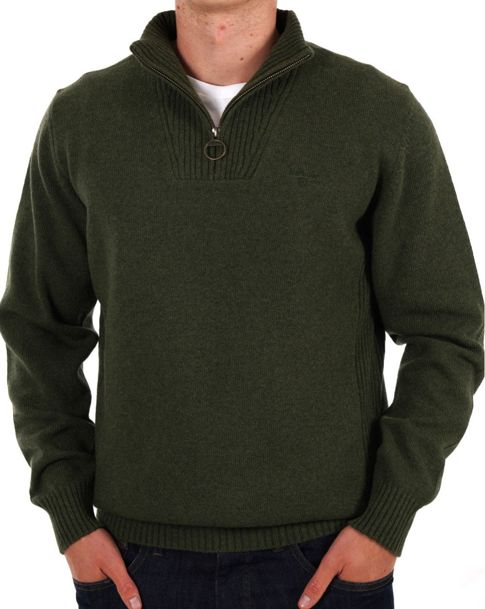 Barbour Lambswool Half Zip Mid Olive