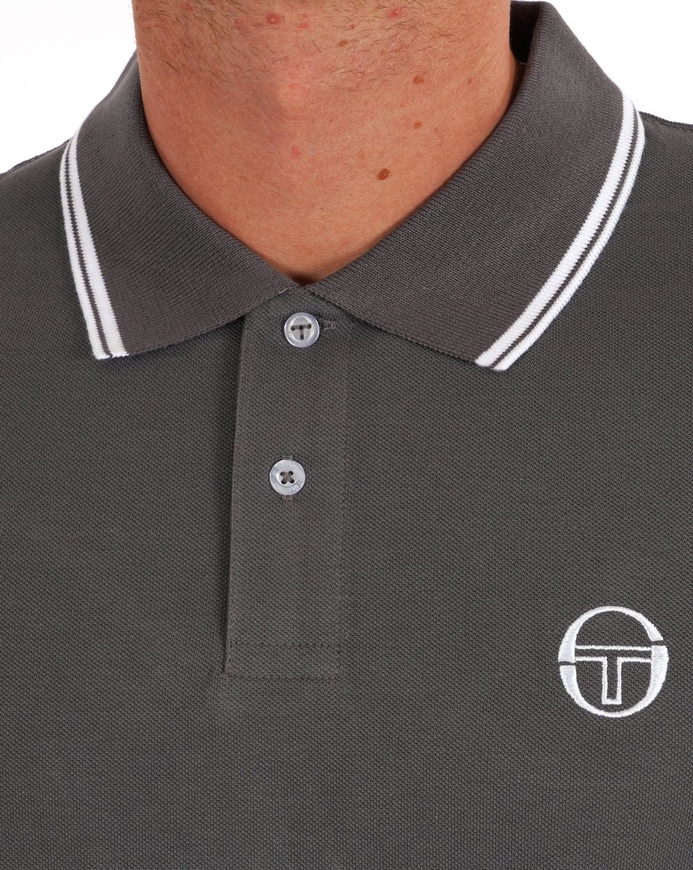 Sergio Tacchini Poloshirt mit Streifen in Dunkelgrau
