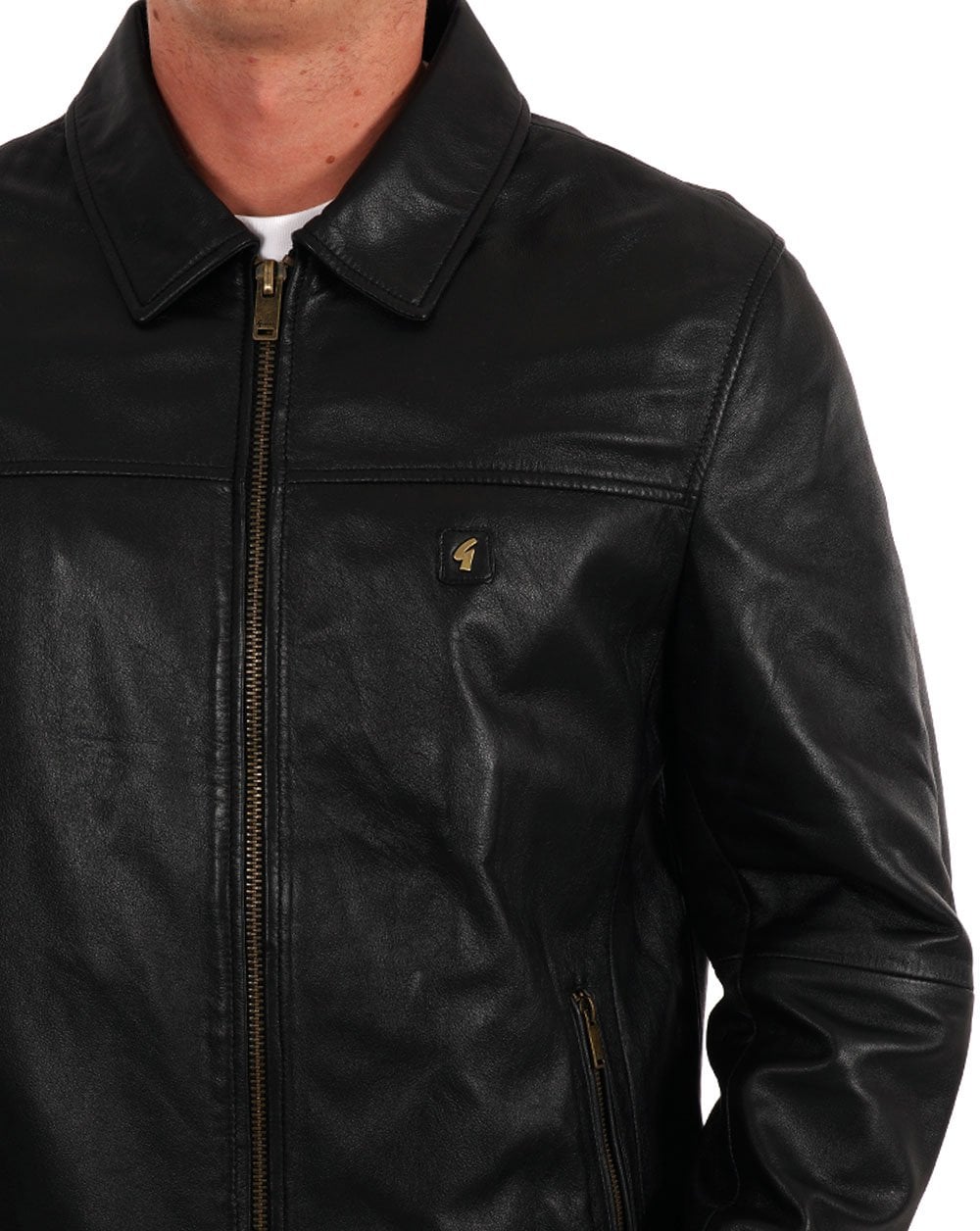 Gabicci Vintage Lederjacke mit Kragen Schwarz