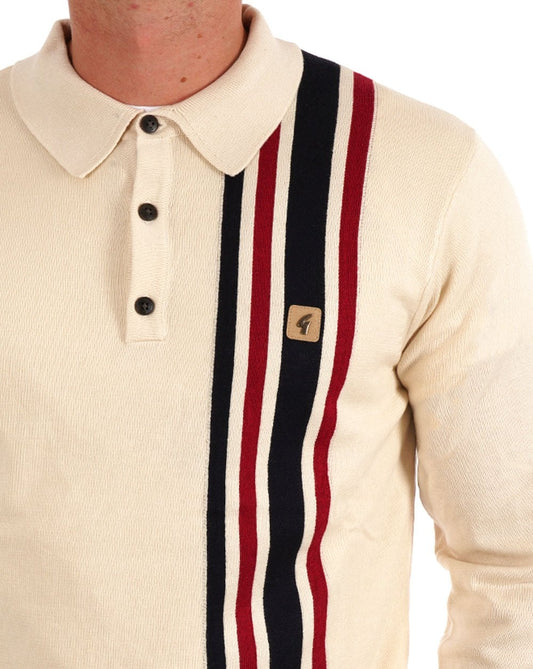 Gabicci Vintage Gabicci Vintage Soda Knit LS Polo Creme
