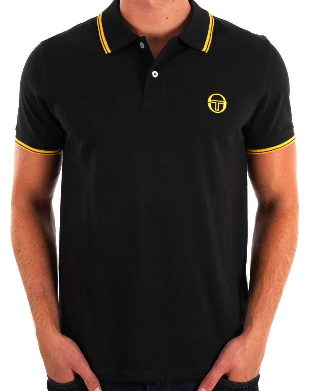 Sergio Tacchini Poloshirt mit Streifen, Schwarz/Gold