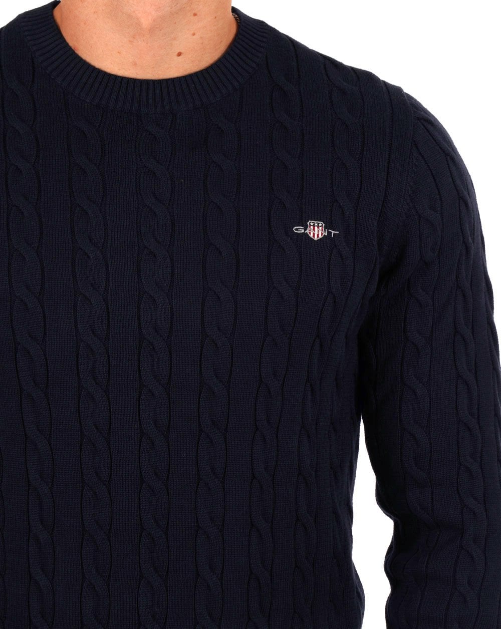 Gant Zopfmusterpullover Marineblau