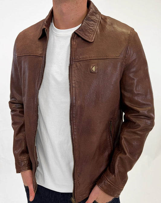 Gabicci Vintage Gabicci Vintage Lederjacke mit Kragen Braun