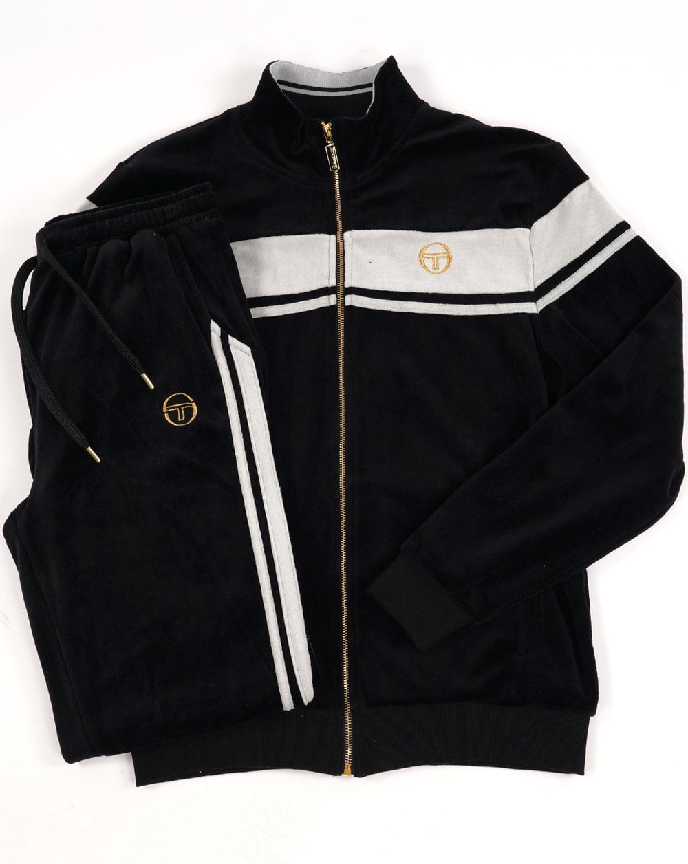 Sergio Tacchini Masters Velour Track Pants Black/Grey