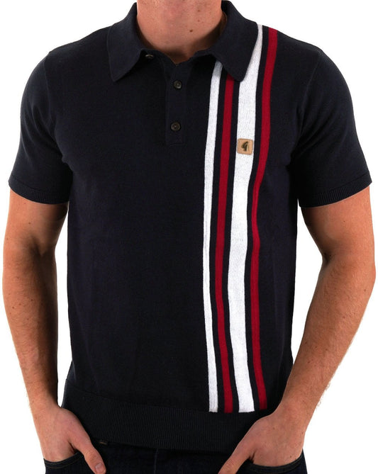 Gabicci Vintage Gabicci Vintage Soda Kurzarm-Strickpolo, Marineblau