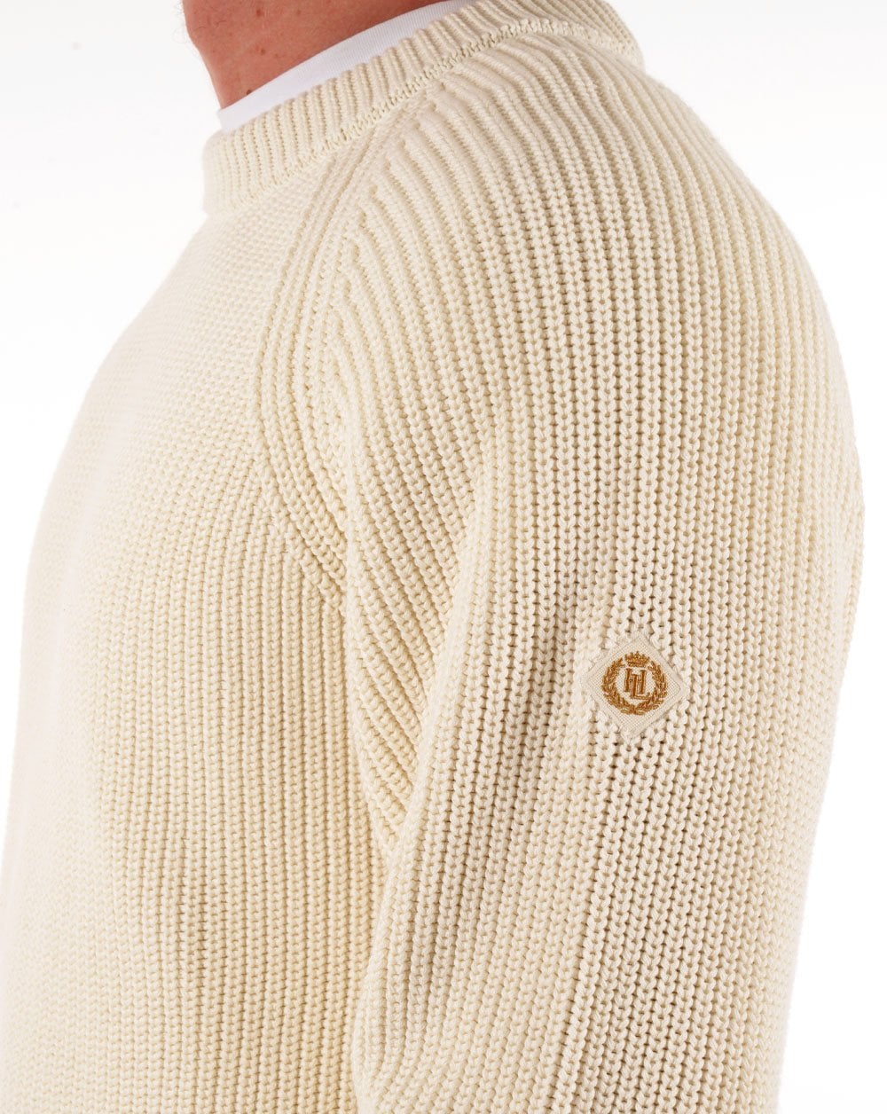 Henri Lloyd Golant Ribbed Crew Knit Ecru