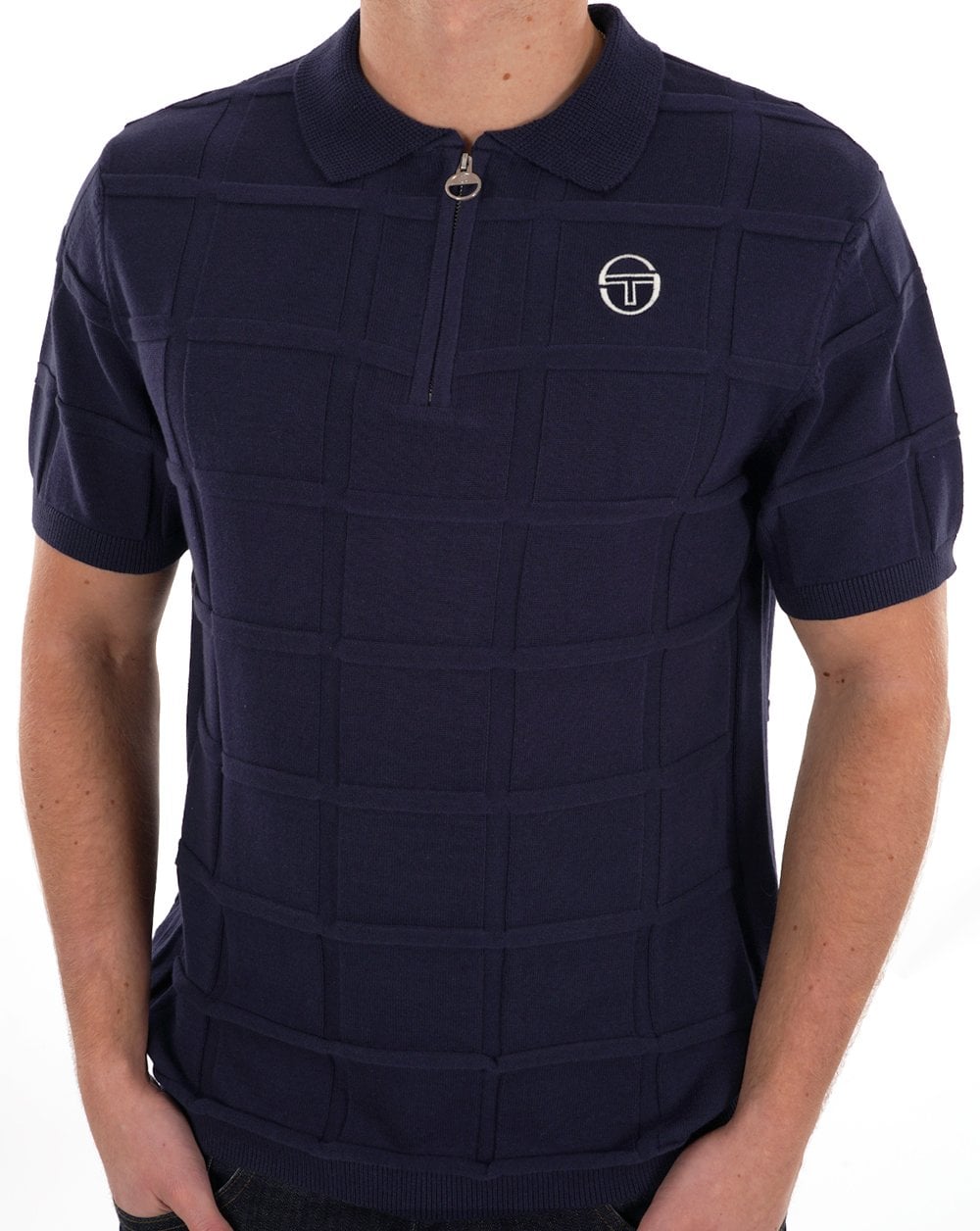 Sergio Tacchini Lorenzo 1/4 Zip Knit Polo Navy Blue