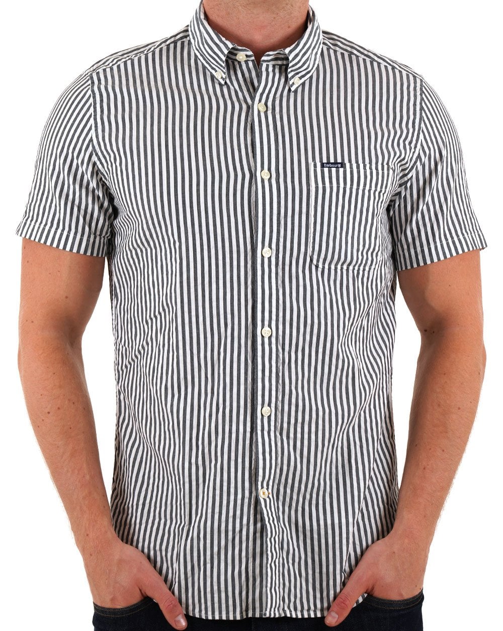 Barbour Cresswell Seersucker Shirt Navy