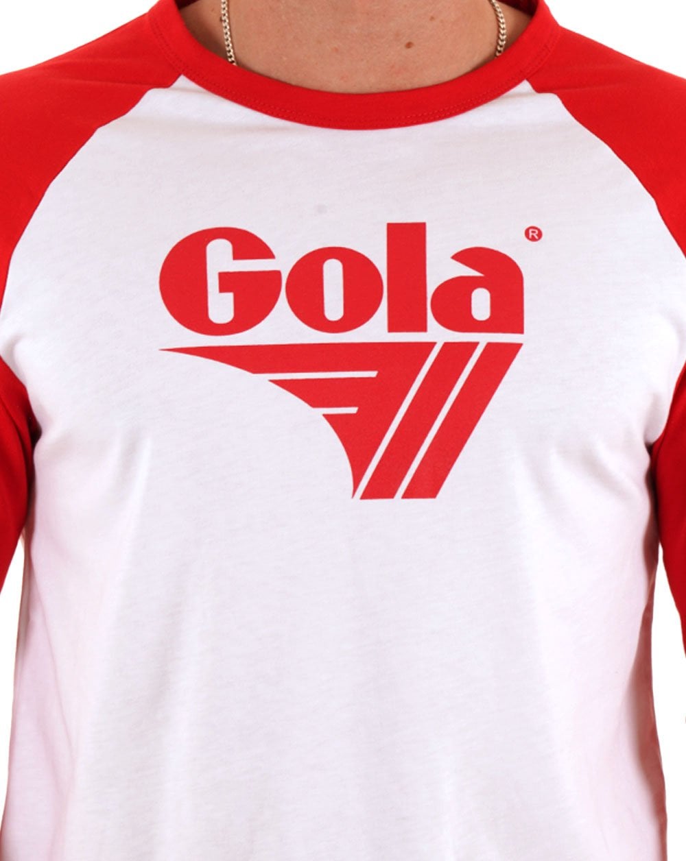 Gola Langarm Raglan T-Shirt Weiß/Rot