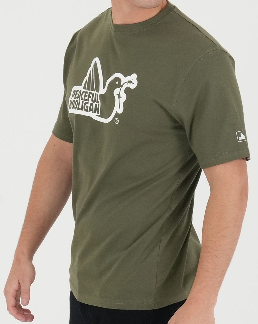 Peaceful Hooligan Outline T Shirt Khaki Green