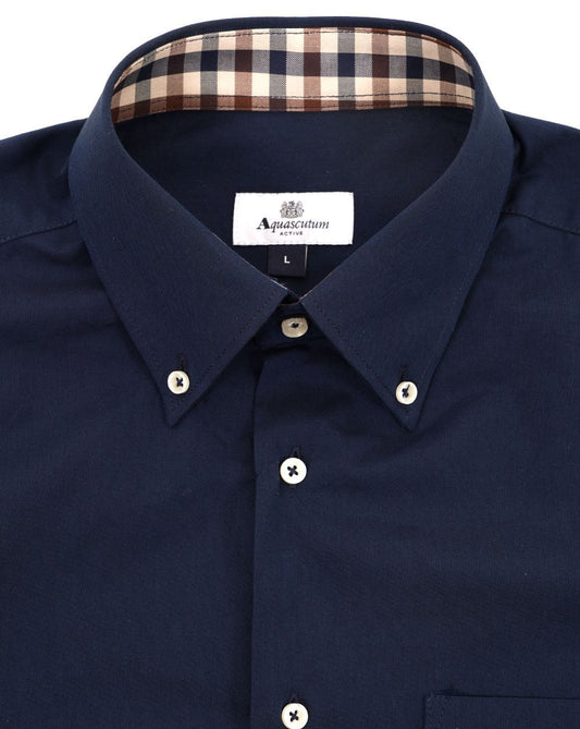 Aquascutum Aquascutum Oxford-Hemd mit Knopfleiste, Marineblau