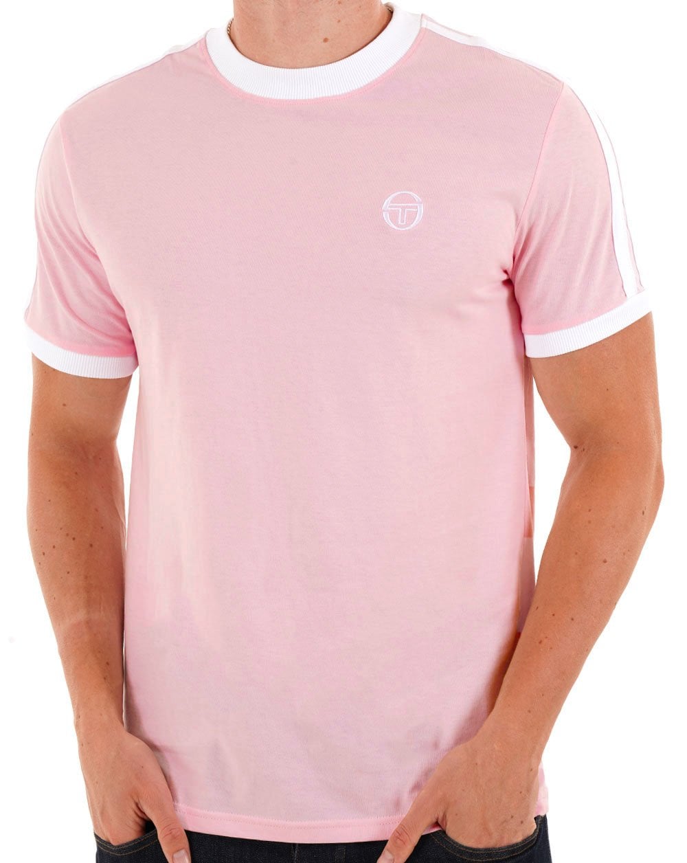 Sergio Tacchini Retro Ace T-Shirt Rosa Weiß