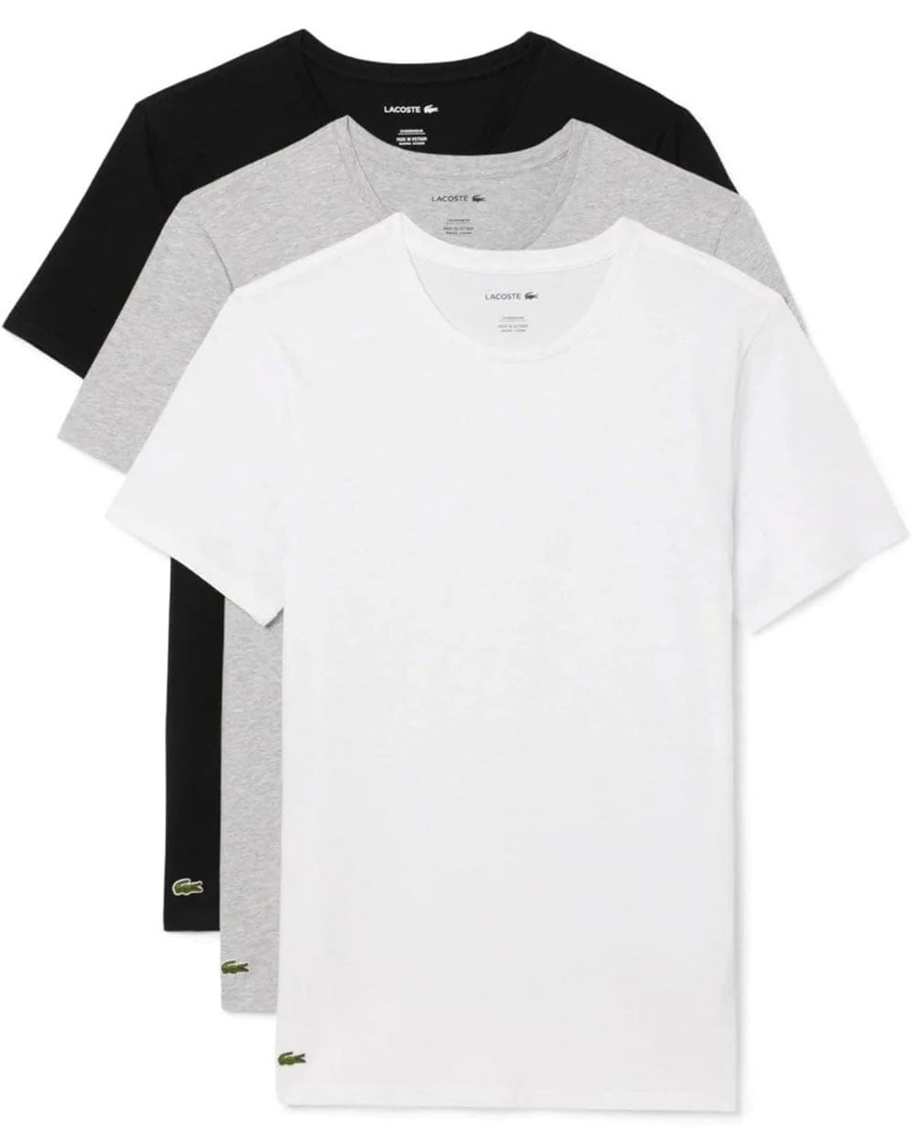 Lacoste Dreierpack Lounge-T-Shirts Weiß/Grau/Schwarz