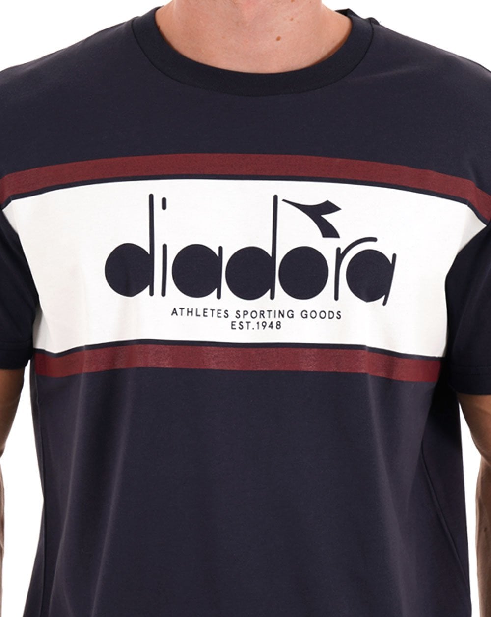 Diadora Logo T-Shirt Blau Denim/Optisches Weiß