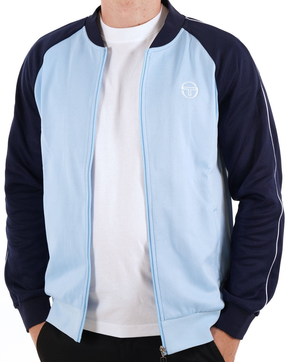 Sergio Tacchini Retro-Trainingsoberteil, Himmelblau/Marineblau