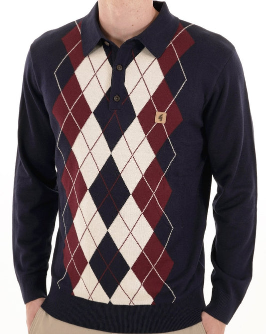 Gabicci Vintage Gabicci Vintage Argyle Diamond Strickpolo Marineblau