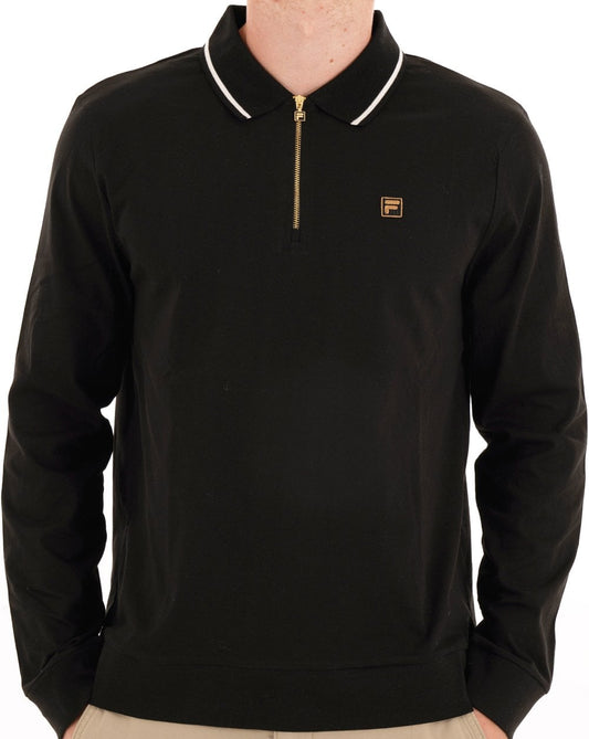 Fila Gold Fila Gold LS Tipped Zip Polo Schwarz