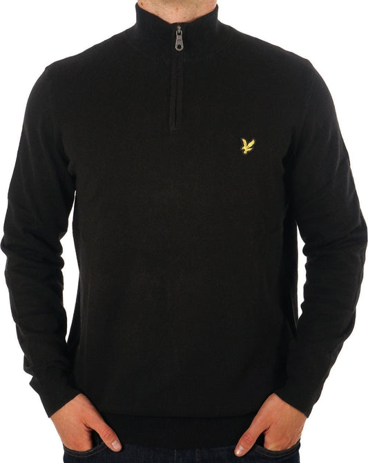 Lyle And Scott Lyle & Scott Baumwoll-Merino-Pullover mit 1/4-Reißverschluss, Jet Black