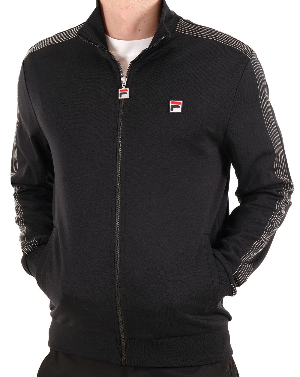 Fila Trainingsjacke mit Vintage-Ziernaht, schwarz