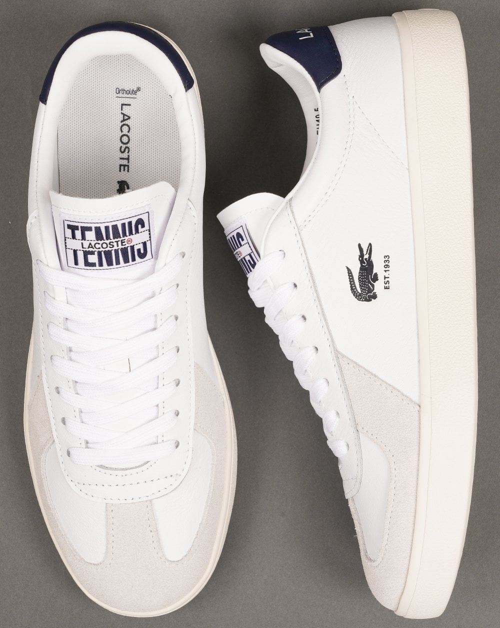 Lacoste Baseshot Pro Leder-Sneaker Weiß/Marineblau