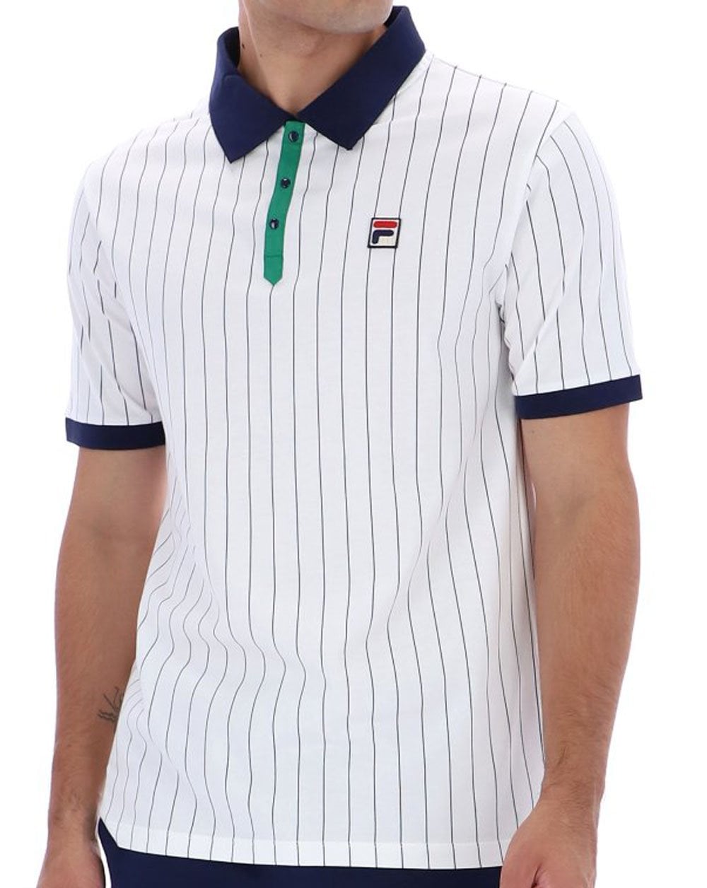 Fila Vintage BB1 Polo Shirt White/Navy/Green