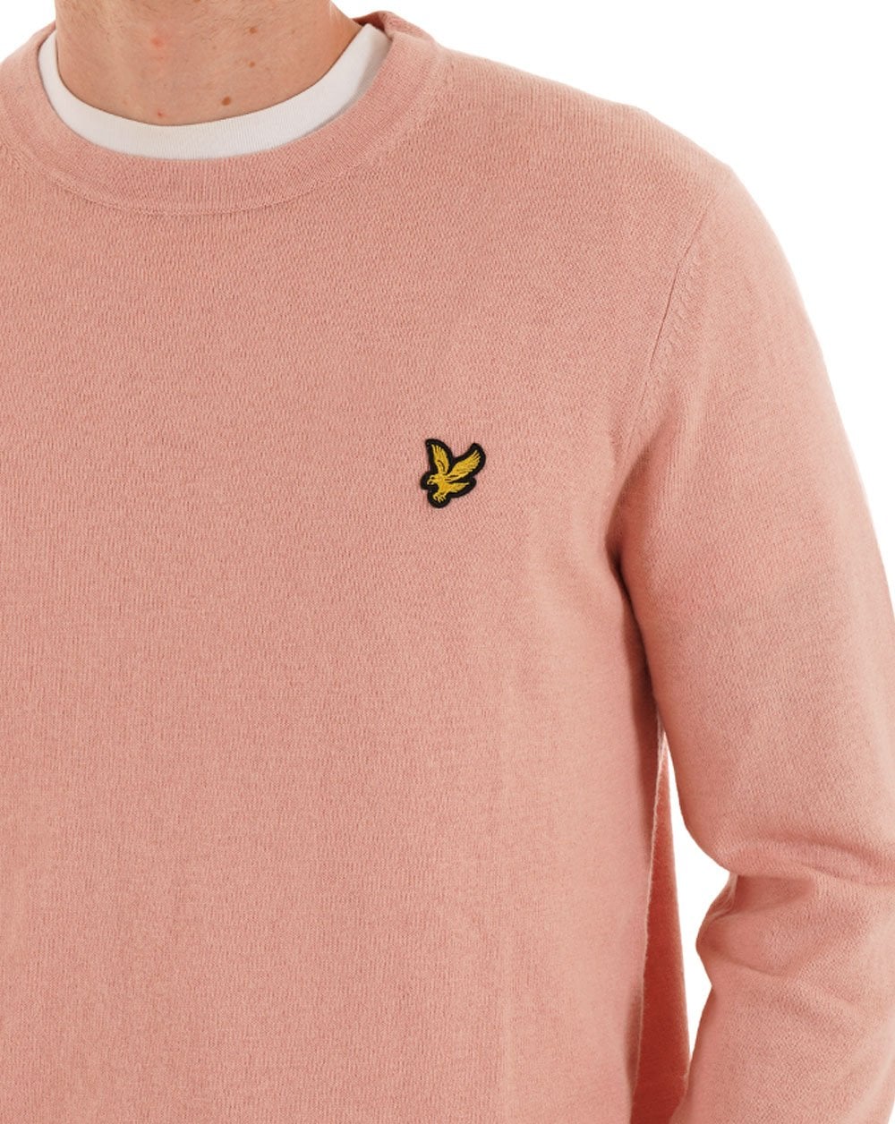 Lyle & Scott Baumwoll-Merino-Pullover mit Rundhalsausschnitt, Blütenrosa